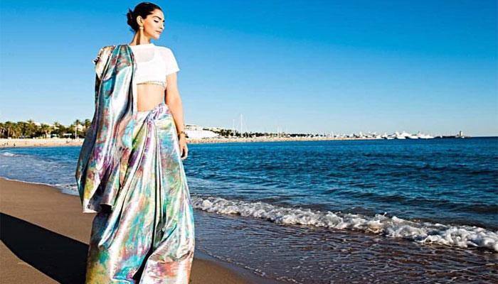 Cannes 2017: Sonam Kapoor&#039;s prismatic saree is breaking the internet - Watch