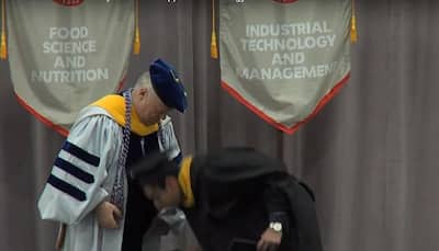 Indian student touches feet of American university's dean during ceremony, professor STUNNED! WATCH viral video