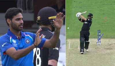 WATCH: Flying stumps! Bhuvneshwar Kumar gives perfect response to Corey Anderson with an unplayable delivery