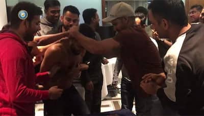 WATCH: Dhoni, Rohit, Dhawan give Dinesh Karthik a cake facial on his 32nd birthday