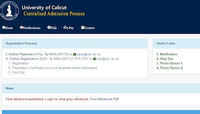University of Calicut First Allotment 2017 Degree Results declared; check www.cuonline.ac.in or ugcap.uoc.ac.in