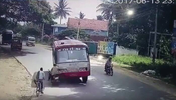 KSRTC bus hits bike, one killed on spot - Watch CCTV footage