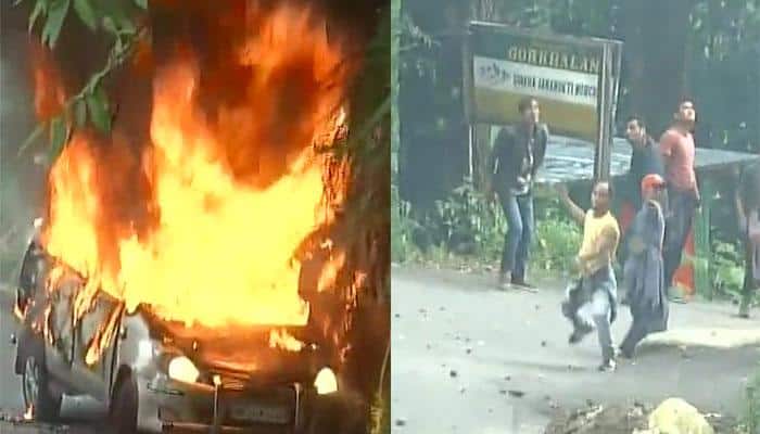 GJM supporters clash with cops after raid on Bimal Gurung&#039;s residence, attack with petrol bombs