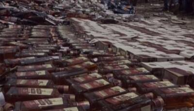 Gaya: Bihar Police destroys 7000 bottles of smuggled liquor worth Rs 30 lakh