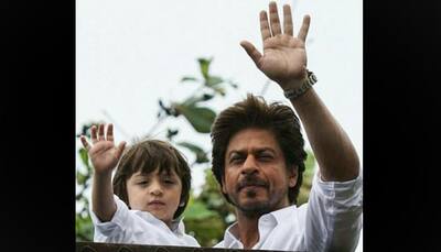 Shah Rukh Khan, son AbRam greet ocean of fans on Eid from Mannat! - See pics