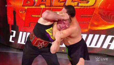 WATCH: Samoa Joe leaves Brock Lesnar gasping for breath with choking Coquina Clutch