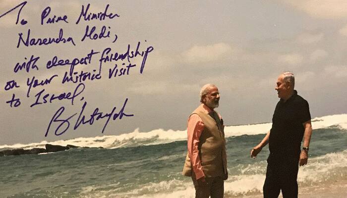  &#039;With deepest friendship on your historic visit to Israel&#039; - Benjamin Netanyahu gifts signed picture to PM Narendra Modi