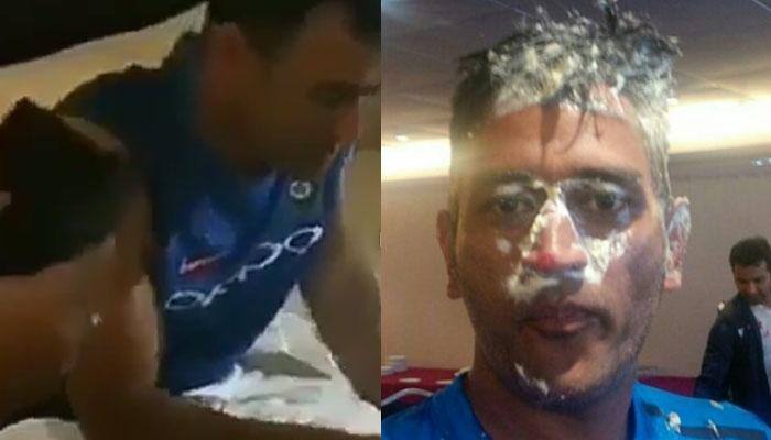 WATCH: On 36th birthday, MS Dhoni cuts cake with Indian cricket team, wife Sakshi