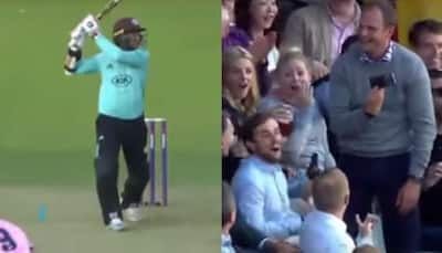 Kumar Sangakkara’s six breaks fan’s phone during Surrey vs Middlesex T20 match, watch video
