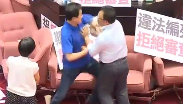 Taiwanese lawmakers grab each other&#039;s throat protesting over budget, video goes viral - WATCH