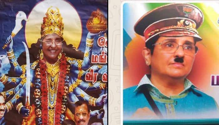 Kiran Bedi depicted as Hitler, Goddess Kali in posters allegedly put out by Congress; Puducherry CM denies link