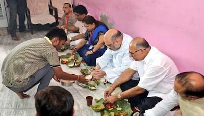 Rajasthan: BJP chief Amit Shah shares lunch with Dalit family