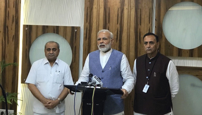 PM Modi takes stock of situation in flood-hit Gujarat, announces Rs 500 crore for rescue work 