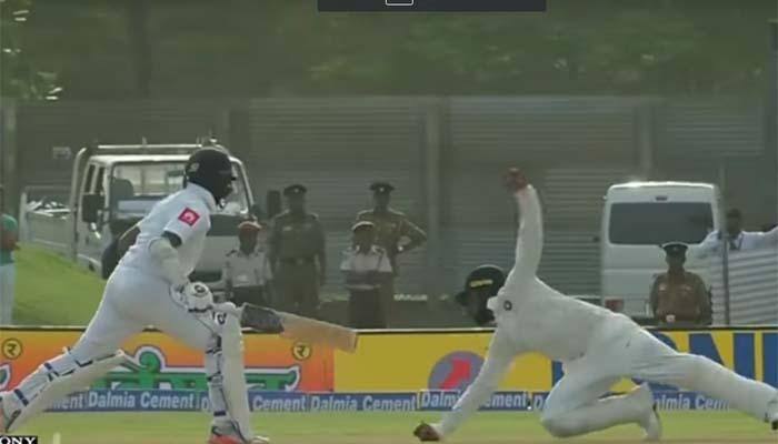 WATCH: Abhinav Mukund plucks a spectacular catch to dismiss Niroshan Dickwella during Day 2 of Galle Test