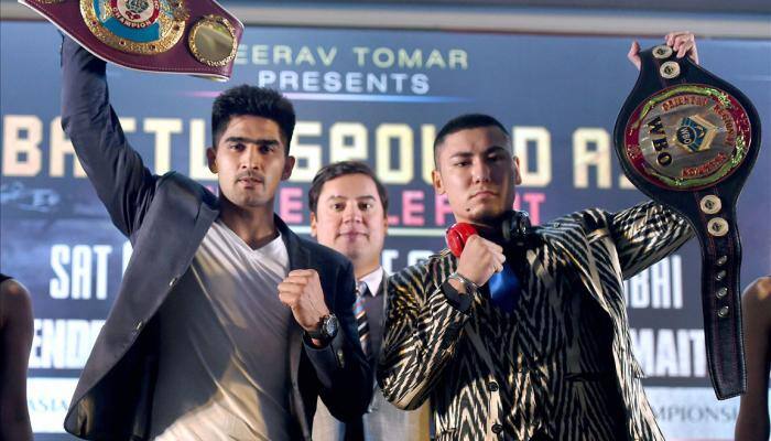 Vijender Singh lands in Mumbai for big bout on Saturday, tweets pictures on social media