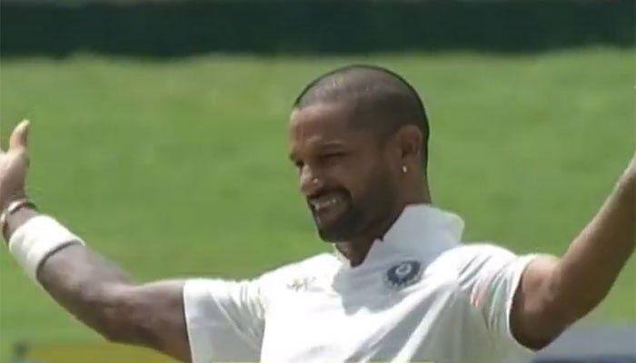 WATCH: Shikhar Dhawan&#039;s signature celebration after scoring sixth Test ton