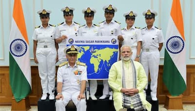 PM Narendra Modi meets all-women crew of Indian Navy to sail around globe