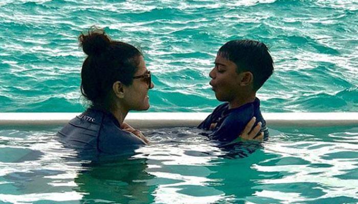 Kajol’s pic with her ‘milk moustache’ Yug Devgan is the cutest thing you will see today