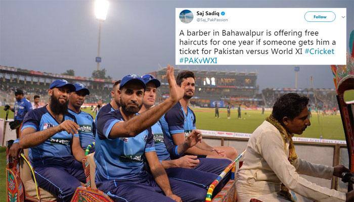 Barber offers free haircuts in exchange of Pakistan vs World XI match ticket