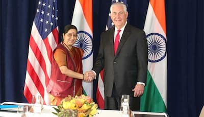 Sushma meets US Secretary of State, raises H1-B issue