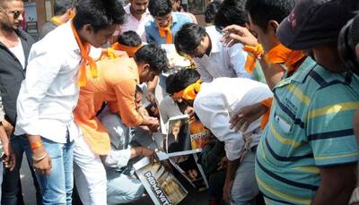 Karni Sena members burn posters of Sanjay Leela Bhansali's Padmavati