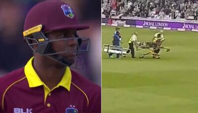 Watch: Injury cuts short Evin Lewis' bid to hit ODI double-hundred against England