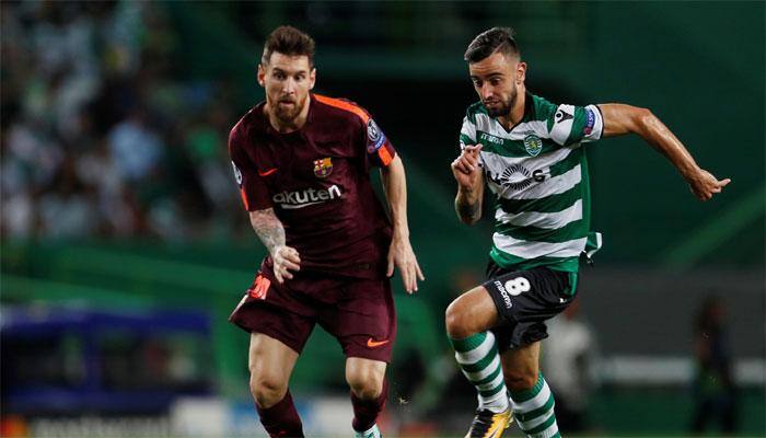 Barcelona edge Sporting Lisbon 1-0 with Sebastian Coates own goal
