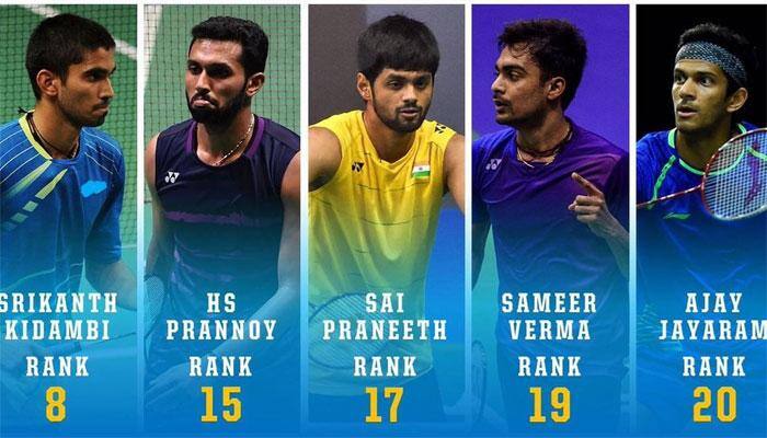 Five Indian shuttlers in top-20 of BWF men's rankings