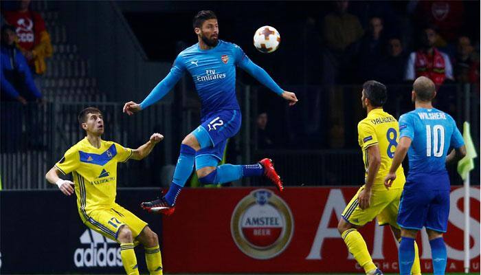Arsenal's Olivier Giroud reaches century milestone in Europa League win