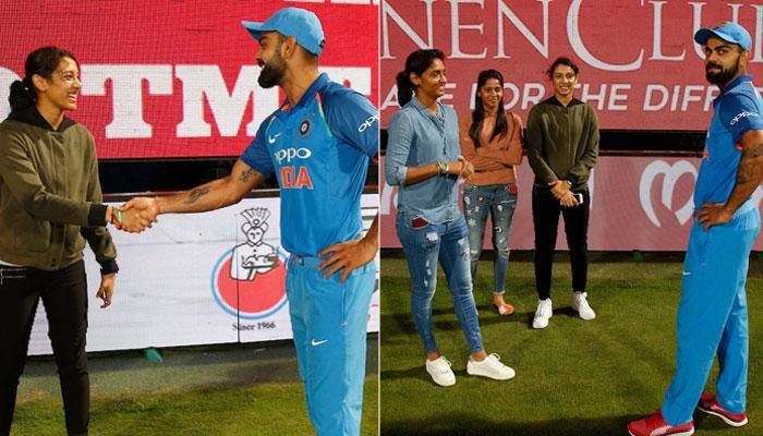 See pic: Virat Kohli&#039;s meeting with Harmanpreet Kaur, Smriti Mandhana in Bengaluru