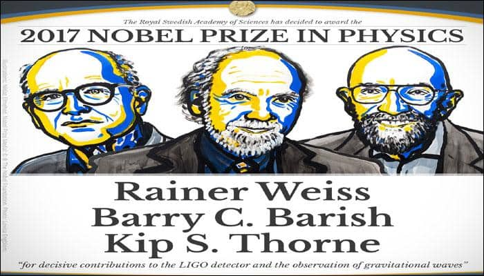 Nobel Prize in Physics to be given to Rainer Weiss, Barry C Barish and Kip S Thorne for gravitational waves