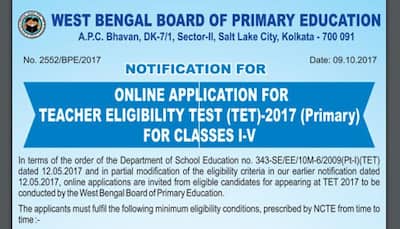 30,000 vacancies: West Bengal Teacher Eligibility Test (WBTET Exam 2017) - Apply at wbbpe.org, wbsed.gov.in