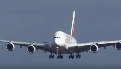 Scary! Emirates Airbus makes hard crosswind landing in Dusseldorf amid heavy winds - Watch viral video