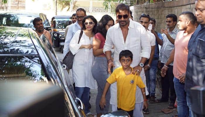 Golmaal Again: Ajay Devgn seen outside theatre with wife Kajol, kids Nysa and Yug – See PICS