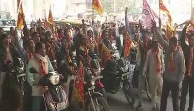 Protests against 'Padmavati' in Delhi outside Azadpur Metro station