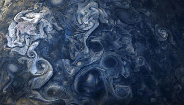 Feeling blue: NASA&#039;s Juno captures Jupiter&#039;s Jovian clouds in striking hues - See pic