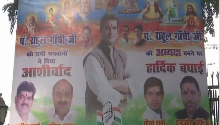 Banners outside Congress office congratulate Rahul for taking over as party president