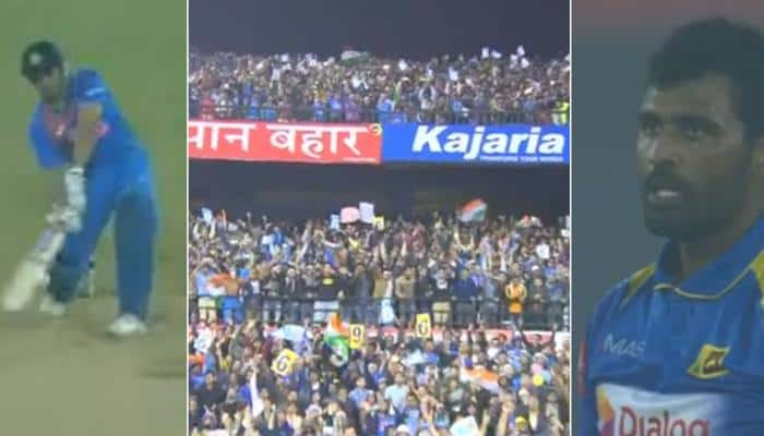 India vs Sri Lanka, 1st T20I: MS Dhoni&#039;s towering last-ball six sends fans into frenzy – Watch