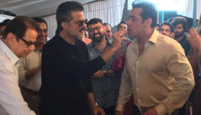 Salman Khan-Anil Kapoor cut birthday cake on &#039;Race 3&#039; sets—Pic proof