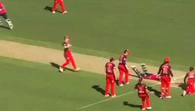 Watch: Bowling team forgets to remove bails, batters run on to secure tie