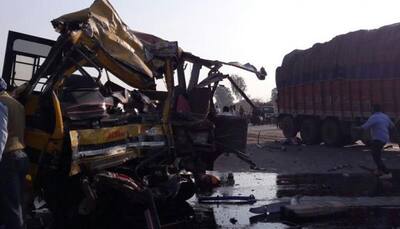 5 students, driver dead after DPS school bus collides with truck in Indore