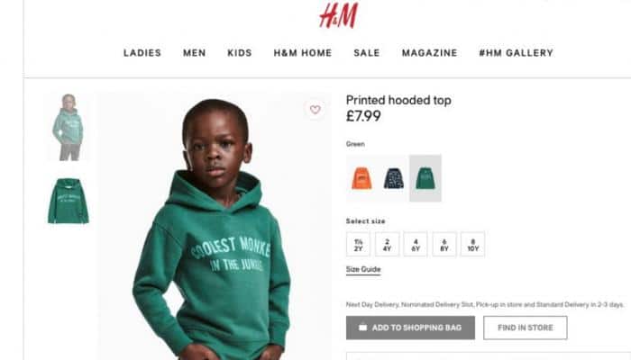 H&amp;M apologises for using black child as model for 'coolest monkey in jungle' sweatshirt