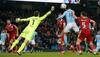 Sergio Aguero's last-gasp winner in Manchester City's League Cup win in semis first leg