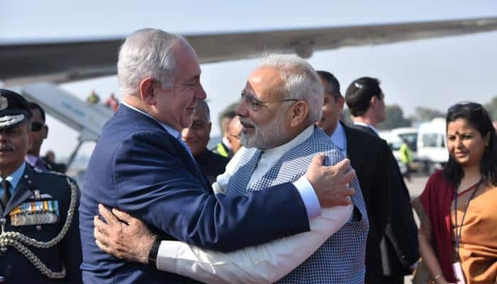 PM Modi breaks protocol, receives Benjamin Netanyahu at airport with a hug