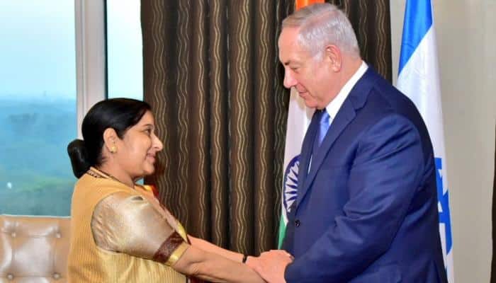 Sushma Swaraj meets Israeli PM Benjamin Netanyahu, discusses bilateral ties