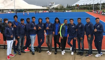 India's U-19 cricket World Cup squad cheers hockey team in New Zealand