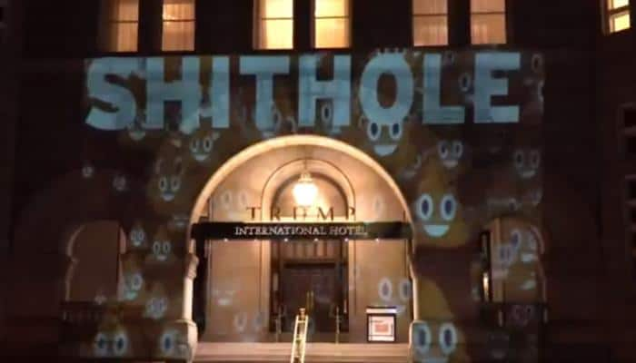 &#039;Shithole&#039; creativity takes hold of protests against Trump Hotels