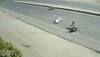 Caught on camera: Jeep rams into a motorcycle, family of three has a narrow escape