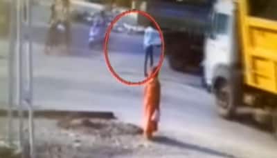 Watch: Man hit by truck in Gujarat's Godhra has a miraculous escape 