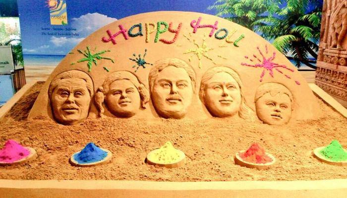 Holi 2018: Sudarsan Pattnaik creates colourful sand art on the festival—Pics